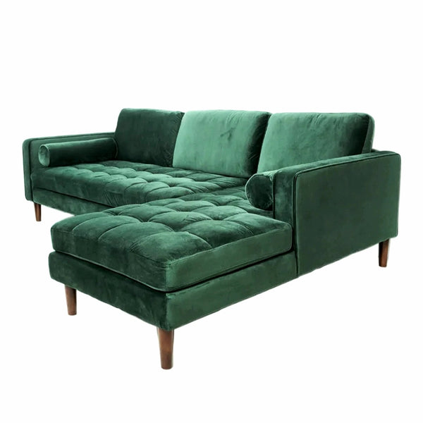 Large green store corner sofa