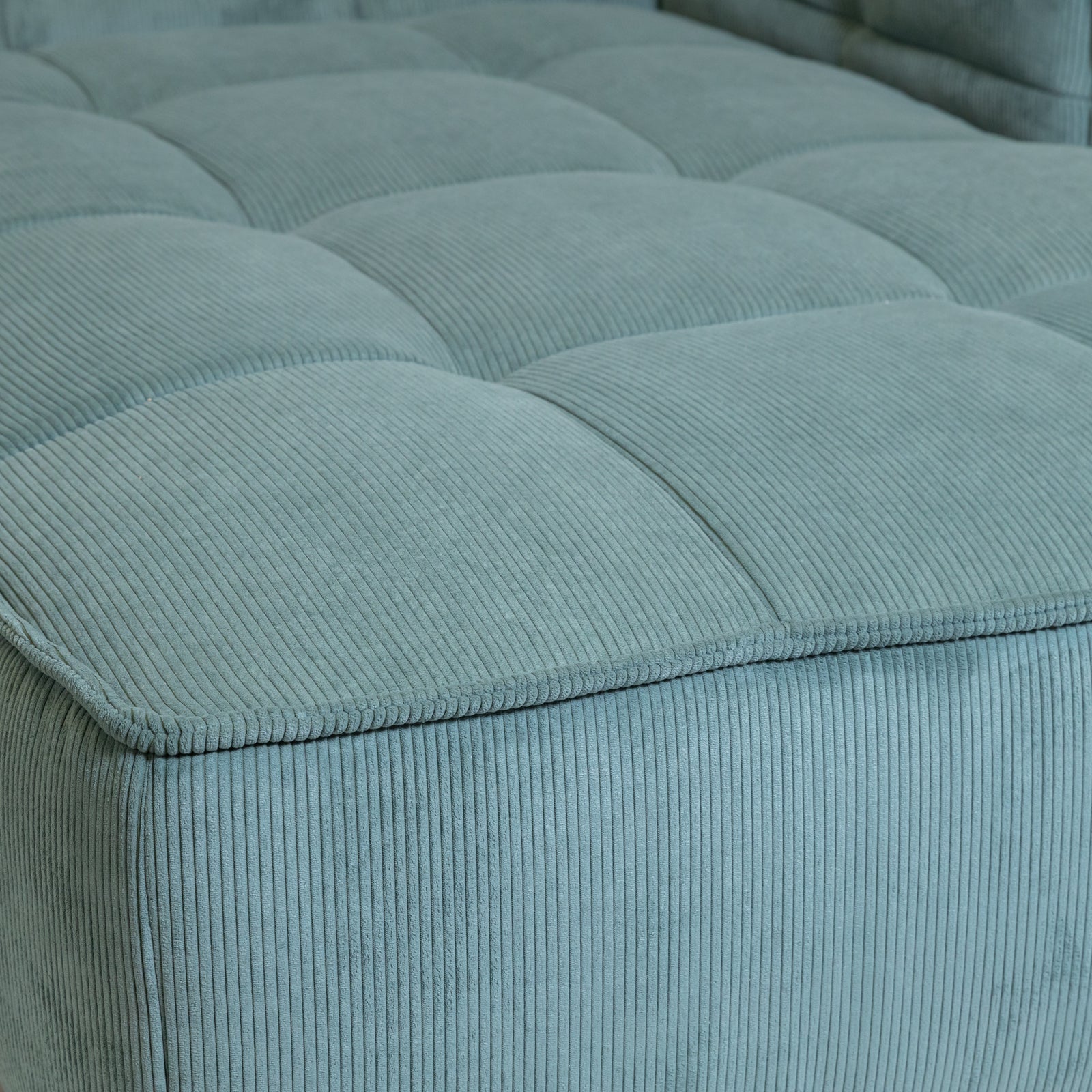 Cubic Left Corner Studio Sofa Teal Corduroy