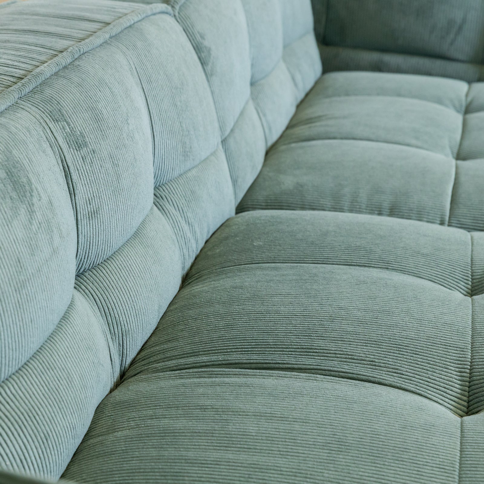 Cubic Left Corner Studio Sofa Teal Corduroy