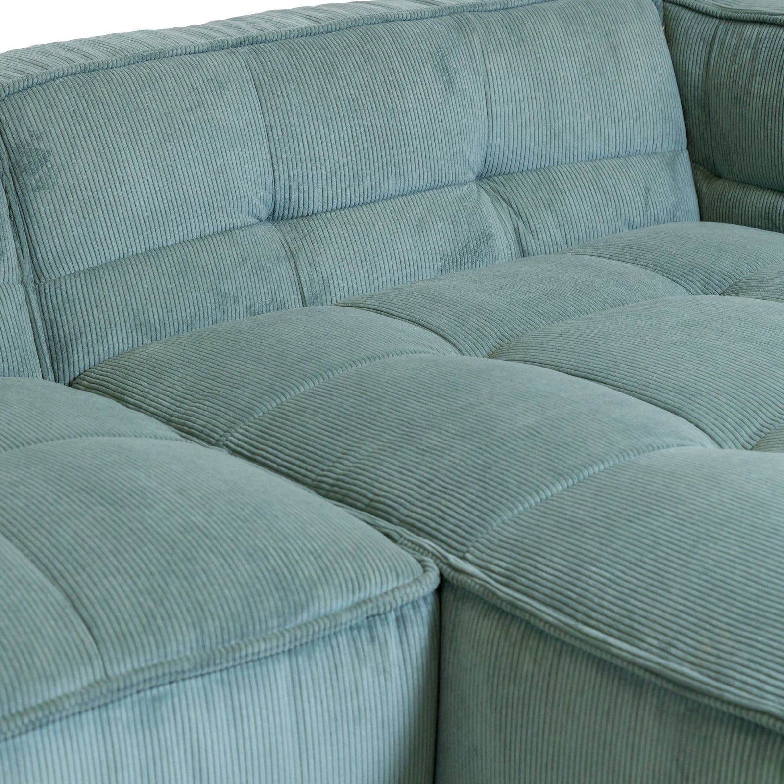 Cubic Left Corner Studio Sofa Teal Corduroy