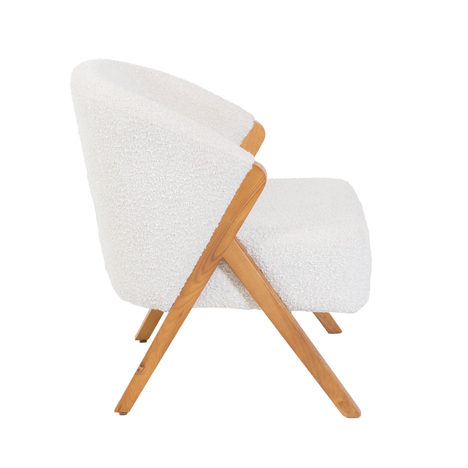 Sherpa Style Boucle Chair / Walnut Legs