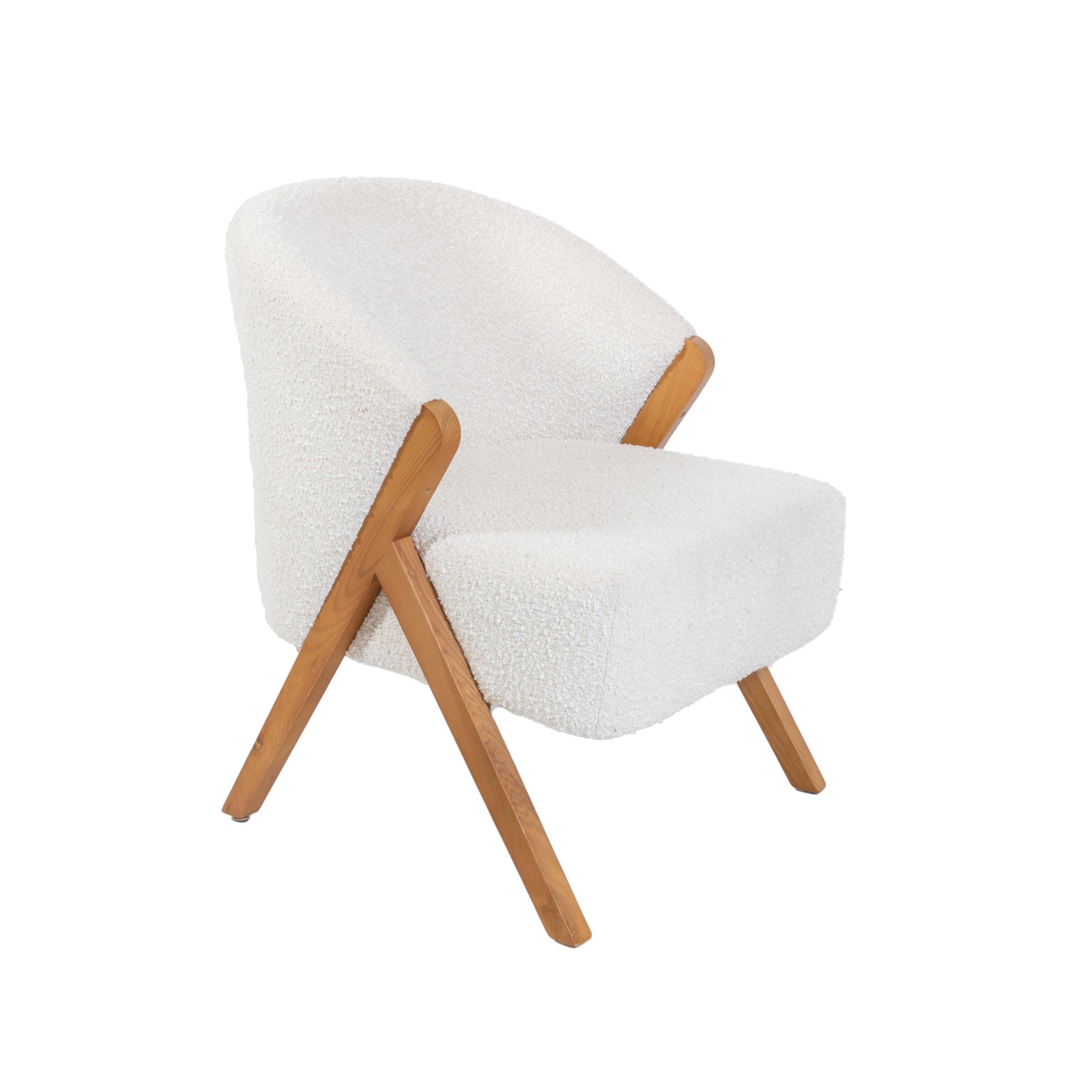 Sherpa Style Boucle Chair / Walnut Legs