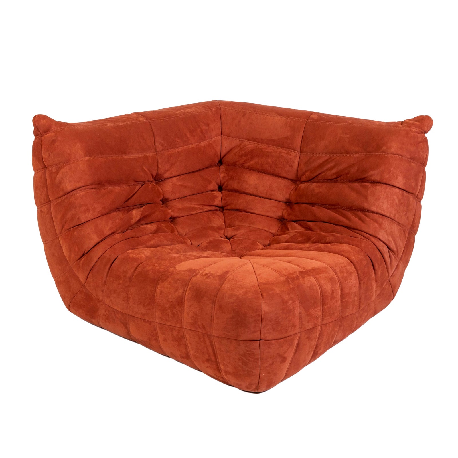 Togo Style Sofa Brick Red Suede Corner