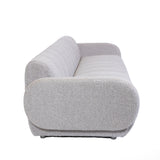 Channel Tufted Retro Sofa Light Grey Boucle 3 Seater