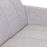 Channel Tufted Retro Sofa Light Grey Boucle 3 Seater