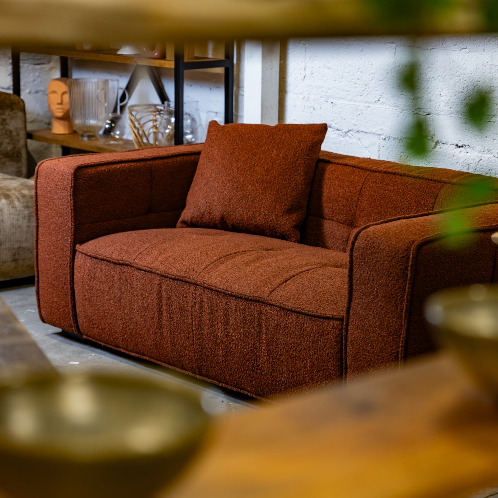 Cubic Studio Sofa Brick Red Boucle 2 Seater