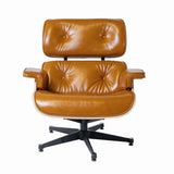 Iconic Lounge Chair and Ottoman - Rosewood & Tan Brown Leather