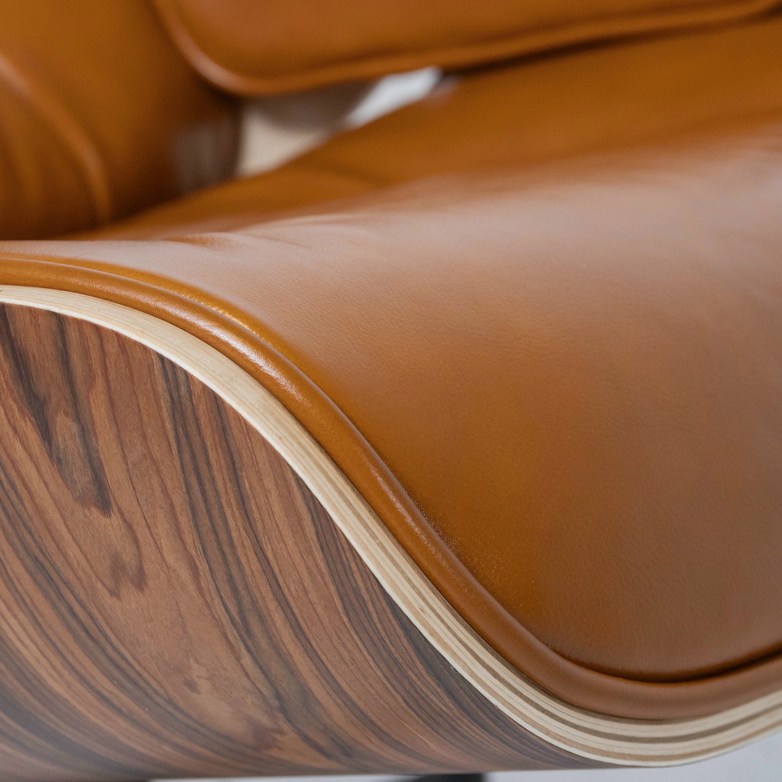 Iconic Lounge Chair and Ottoman - Rosewood & Tan Brown Leather