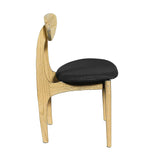 Emily Dining Chair Oak - Padded Seat Faux Leather Black