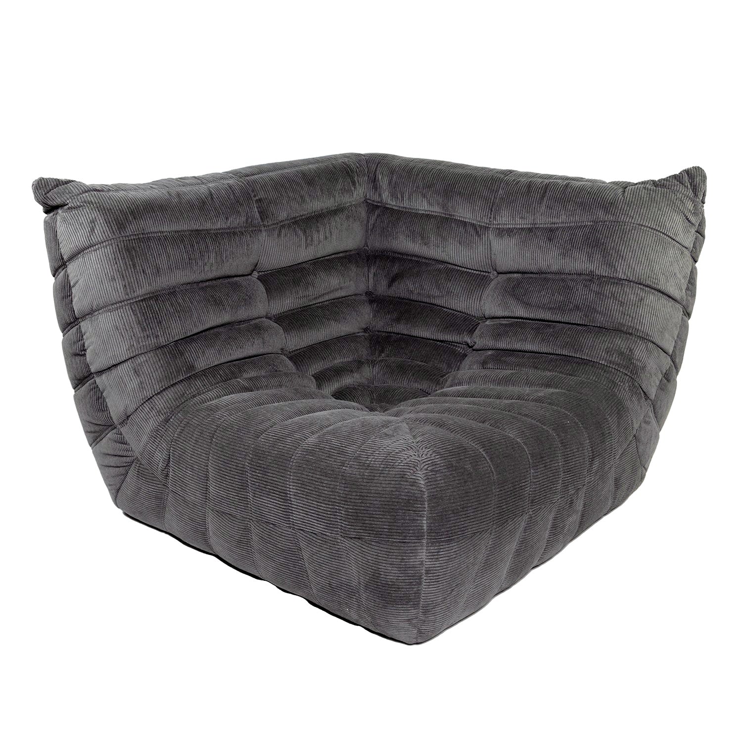 Togo Style Sofa Charcoal Grey Corduroy Corner