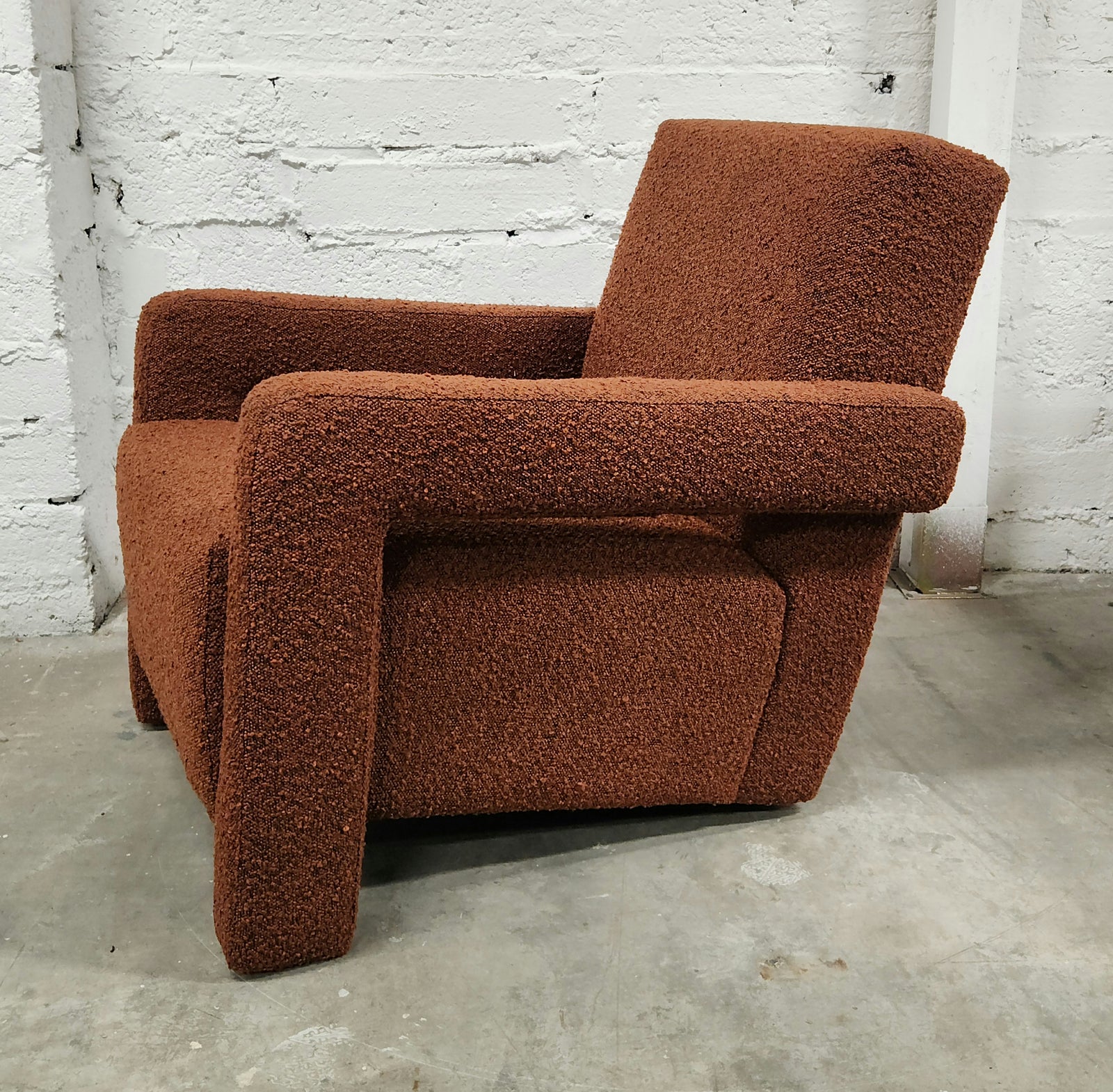 Utrecht Style Armchair Red Brick Boucle