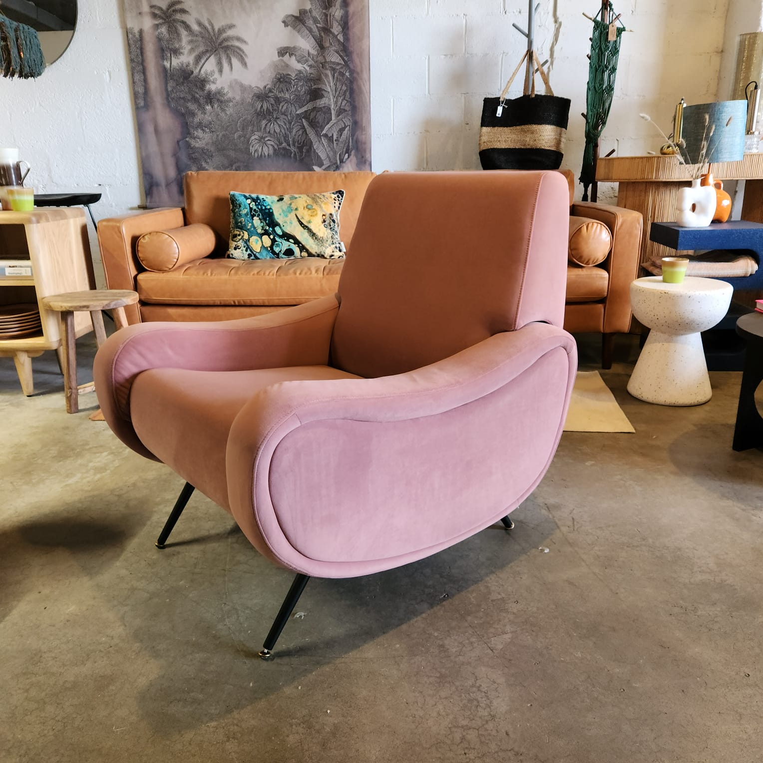 Lady Armchair Powder Pink Velvet