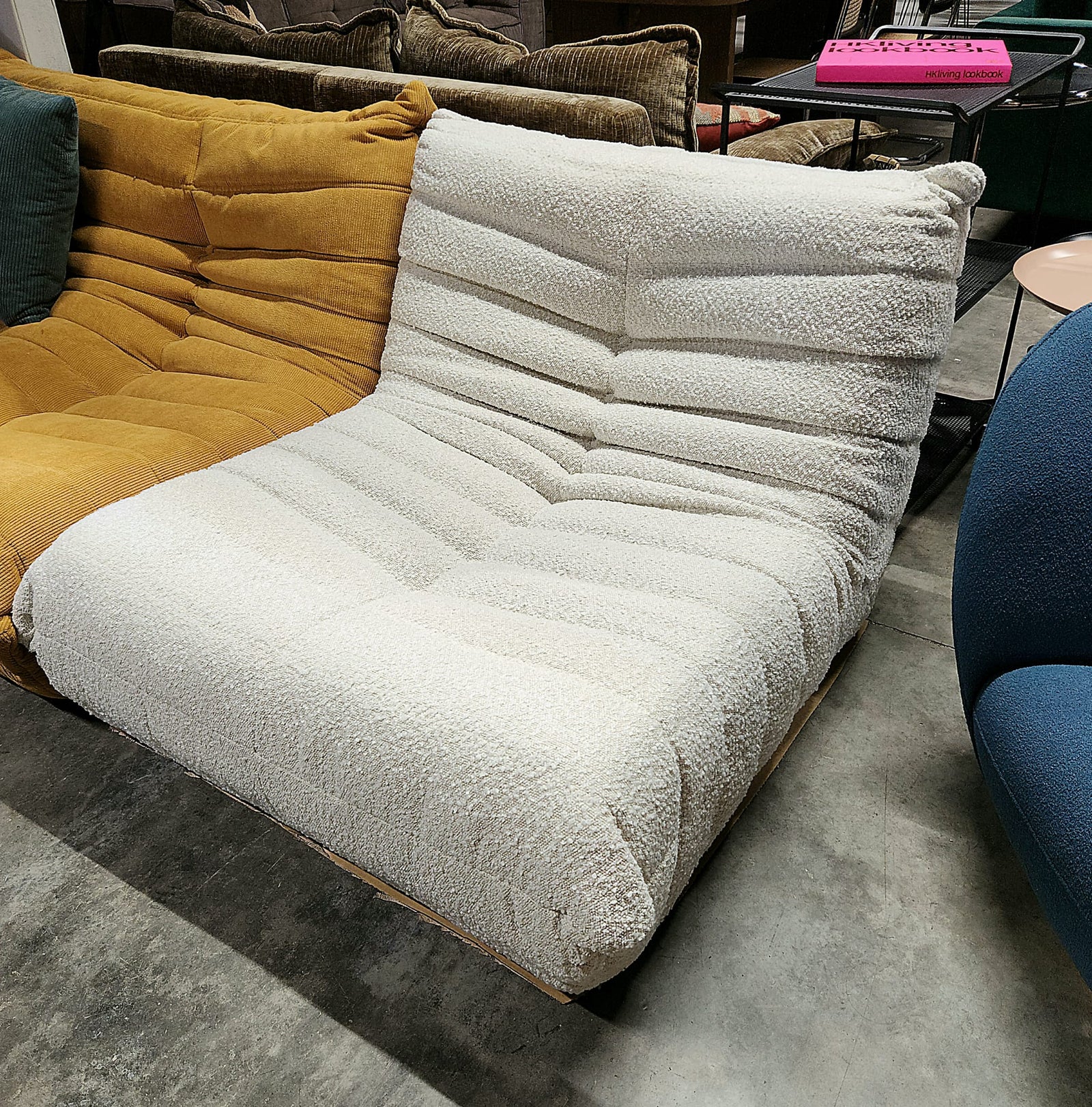 Togo Style Sofa White Boucle 1 Seater