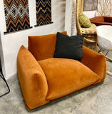 Marenco Style Armchair Burnt Orange Velvet 1 Seater