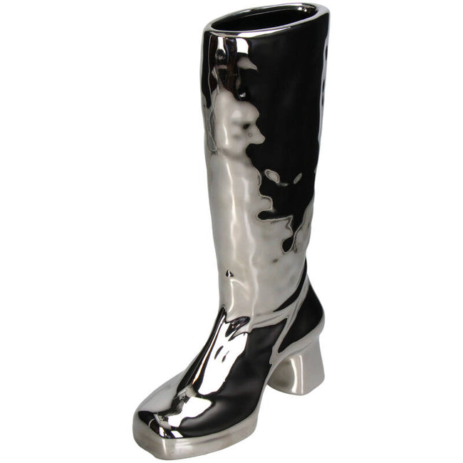 Vase Boot Fine Earthenware Silver 18.7x8.3x34.5cm