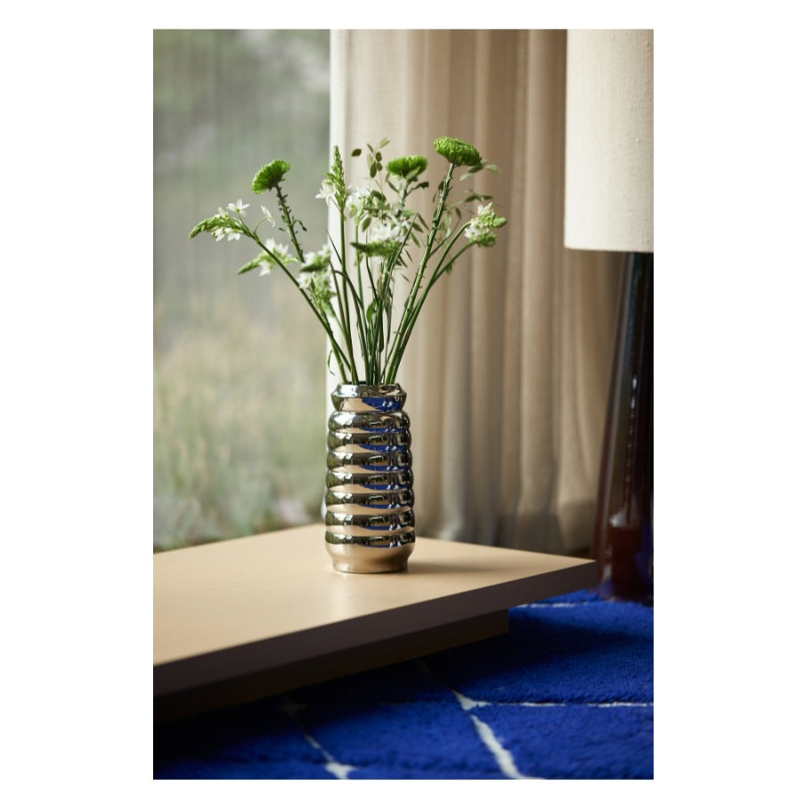 HKliving  Ceramic Ribble Vase Chrome