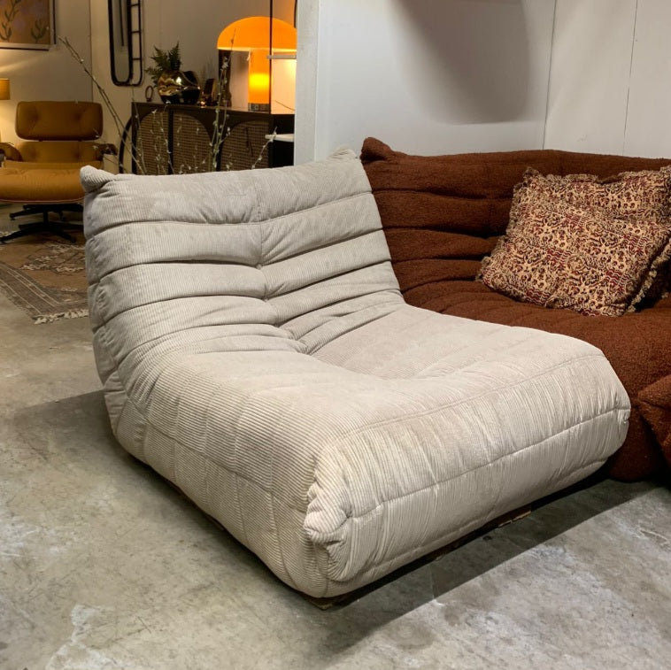 Togo Style Sofa Latte Grey Corduroy