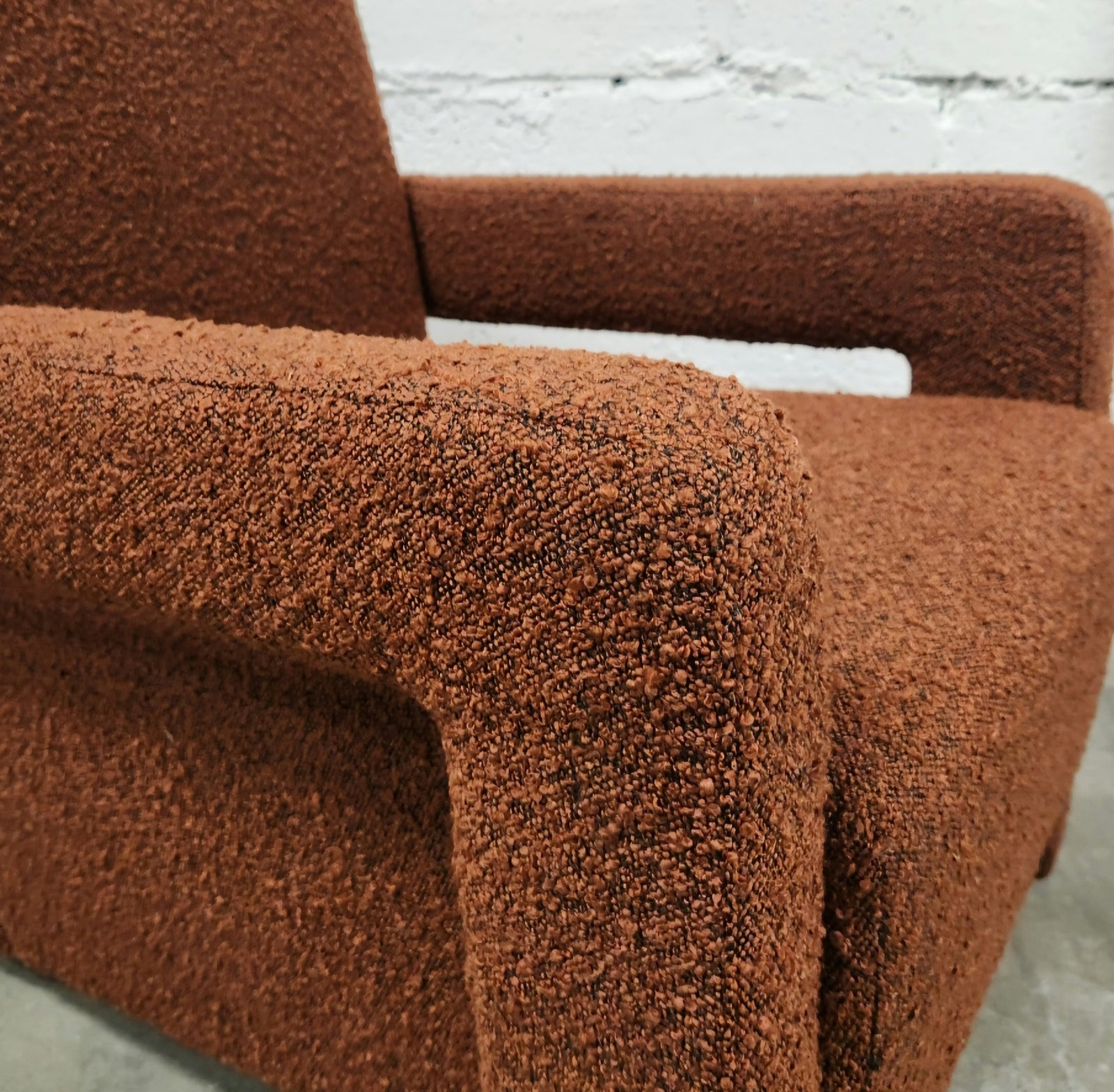 Utrecht Style Armchair Red Brick Boucle