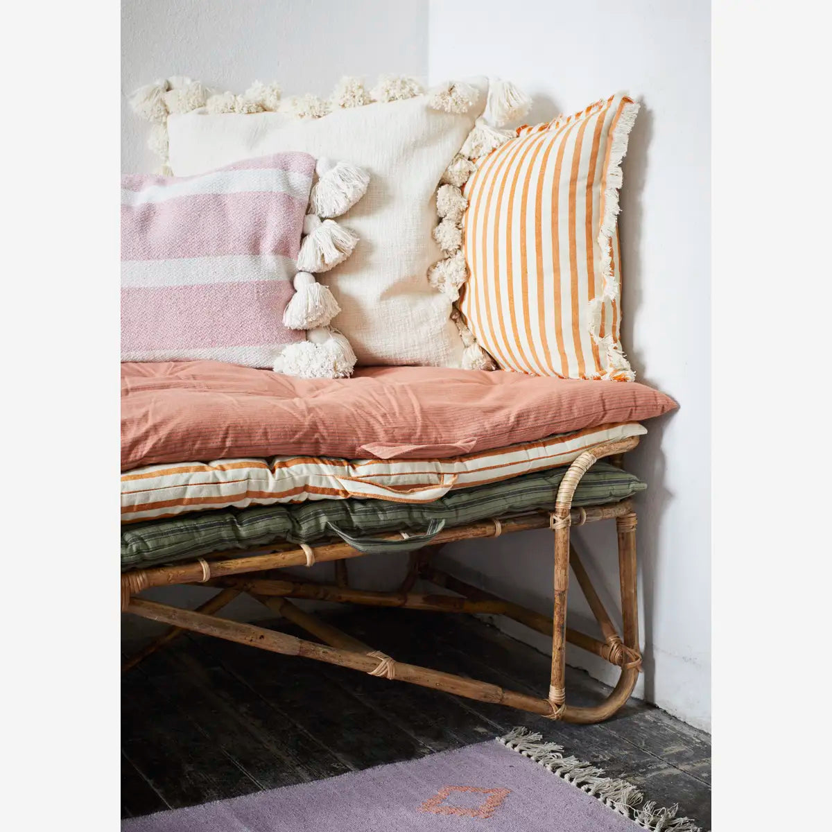 Striped Cushion With Fringes