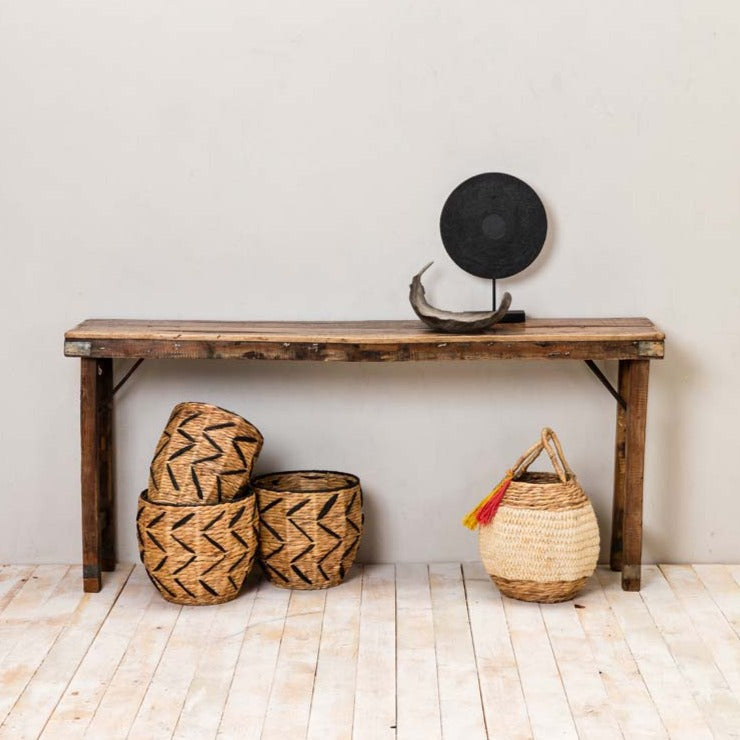 Wooden Antique Folding Console Table Brown