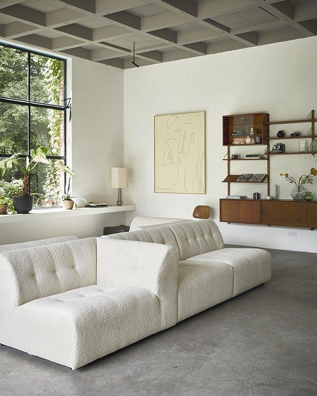 HKliving Vint Couch: Element Left Divan Boucle Cream