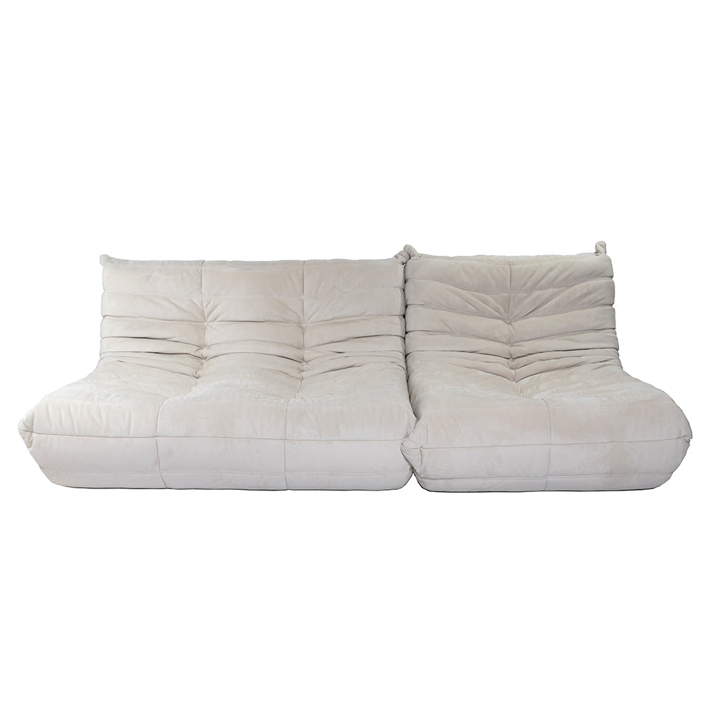 Togo Style Sofa Off White Suede Corner