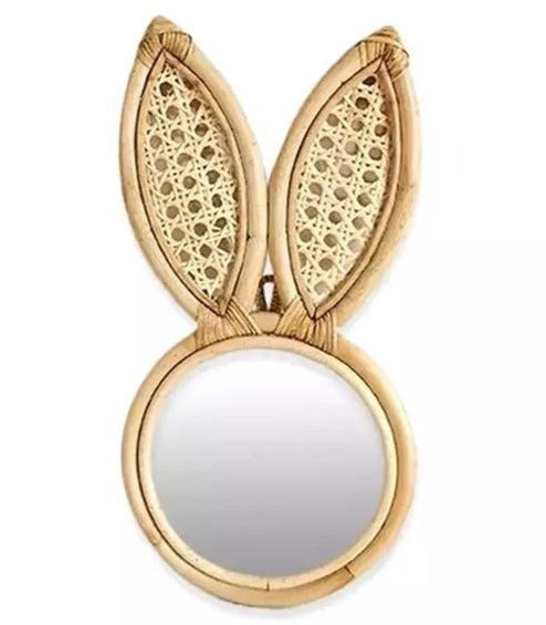 Rattan Cane Rabbit Ears Mirror