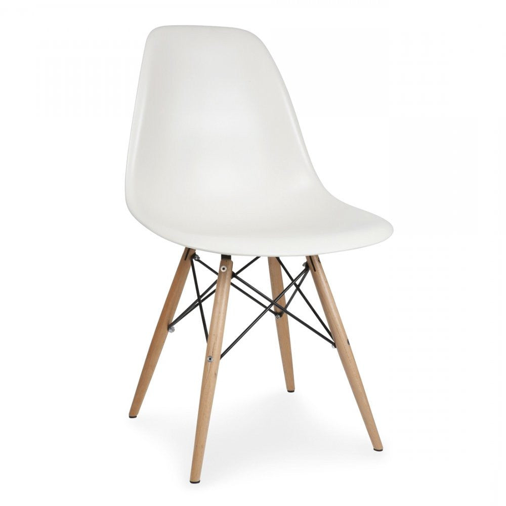 Iconic DSW Style Side Chair  White - Natural Legs